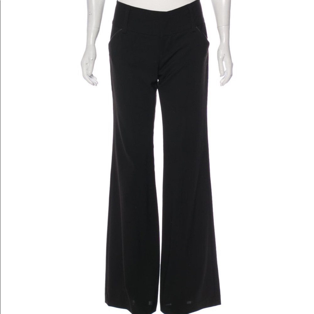 Black Alice + Olivia wool wide-leg pants.